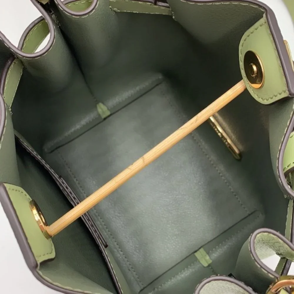 Michael Kors Emilia Small Bucket Bag Messenger Leather Light Sage - Picture 8 of 16